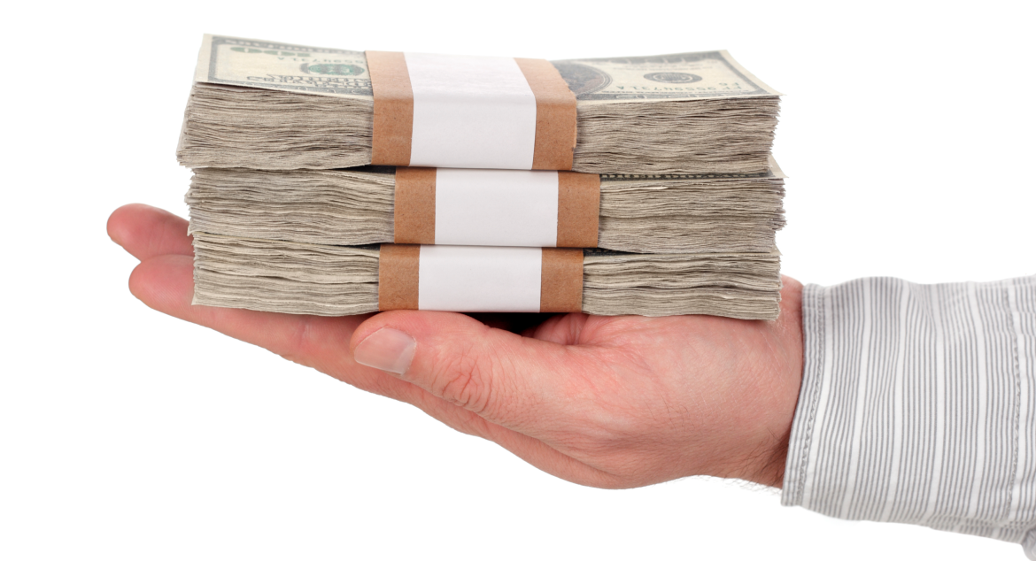 Get-Cash-From-Your-Existing-Life-Insurance-Policy an extended hand with a stack of money on top of it