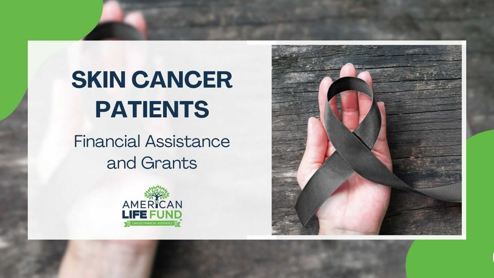 Blog feature image with someone holding a black ribbon in their hand and a caption that says skin cancer patients