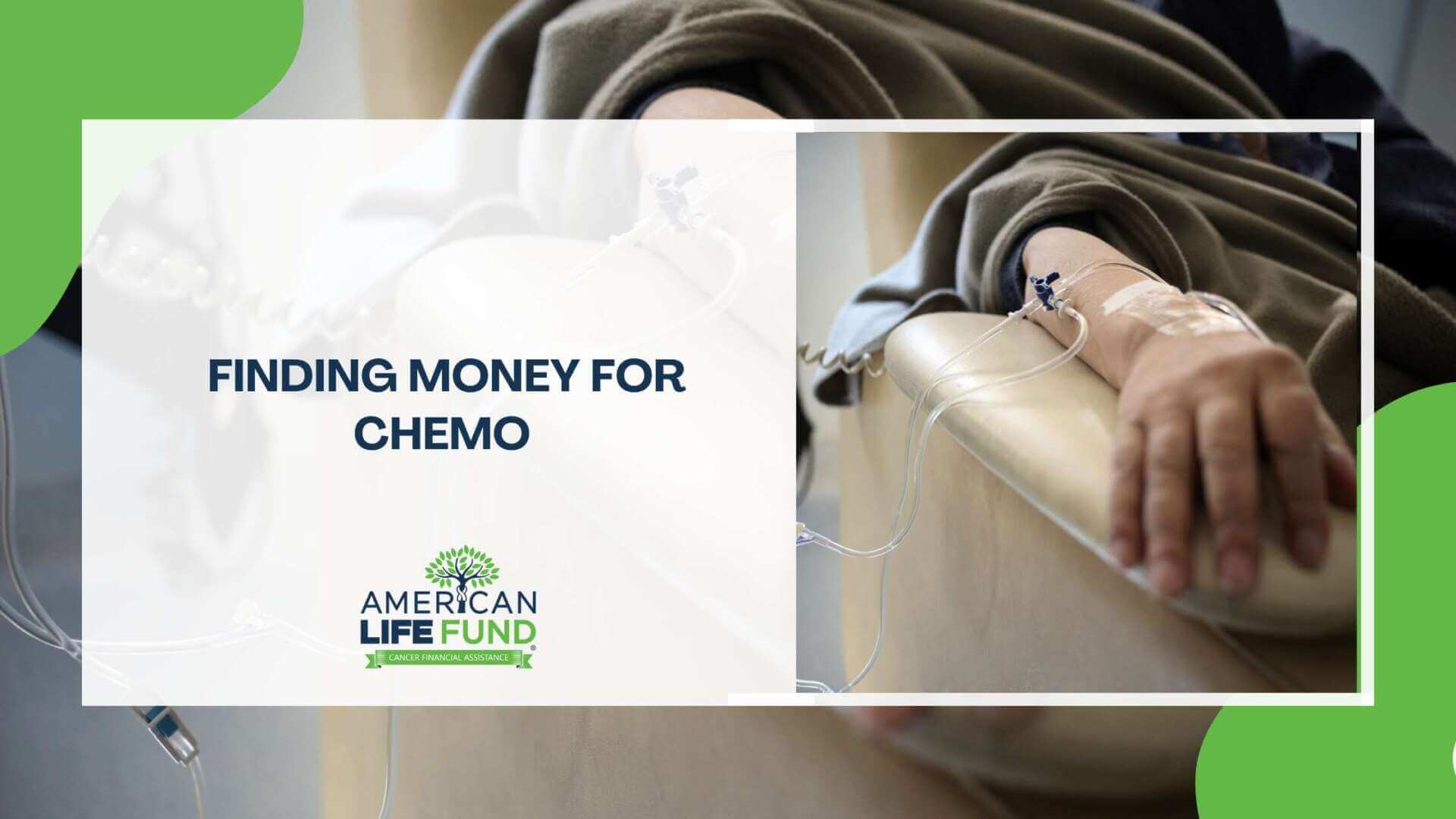 A close-up of a person's hand resting on a cushioned armrest while receiving chemotherapy treatment through an IV line. The patient is covered with a soft blanket, and the medical tubing is visible, connecting to an unseen IV bag.